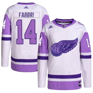 Detroit Red Wings Robby Fabbri Official White/Purple Adidas Authentic Adult Hockey Fights Cancer Primegreen NHL Hockey Jersey