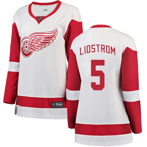 Detroit Red Wings Nicklas Lidstrom Official White Fanatics Branded Breakaway Women's Away NHL Hockey Jersey