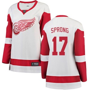 Detroit Red Wings Daniel Sprong Official White Fanatics Branded Breakaway Women's Away NHL Hockey Jersey