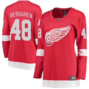 Detroit Red Wings Jonatan Berggren Official Red Fanatics Branded Breakaway Women's Home NHL Hockey Jersey