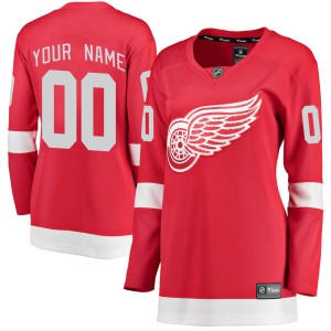 Detroit Red Wings Custom Official Red Fanatics Branded Breakaway Women's Custom Home NHL Hockey Jersey