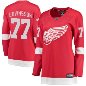 Detroit Red Wings Simon Edvinsson Official Red Fanatics Branded Breakaway Women's Home NHL Hockey Jersey