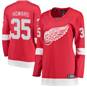 Detroit Red Wings Jimmy Howard Official Red Fanatics Branded Breakaway Women's Home NHL Hockey Jersey