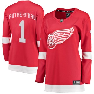 Detroit Red Wings Jim Rutherford Official Red Fanatics Branded Breakaway Women's Home NHL Hockey Jersey