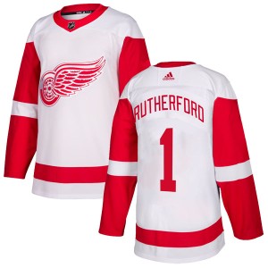 Detroit Red Wings Jim Rutherford Official White Adidas Authentic Youth NHL Hockey Jersey