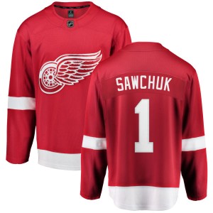 Detroit Red Wings Terry Sawchuk Official Red Fanatics Branded Breakaway Adult Home NHL Hockey Jersey