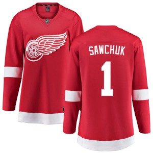 Detroit Red Wings Terry Sawchuk Official Red Fanatics Branded Breakaway Women's Home NHL Hockey Jersey