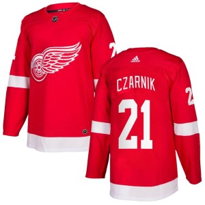 Detroit Red Wings Austin Czarnik Official Red Adidas Authentic Youth Home NHL Hockey Jersey
