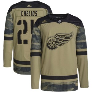 Detroit Red Wings Chris Chelios Official Camo Adidas Authentic Adult Military Appreciation Practice NHL Hockey Jersey