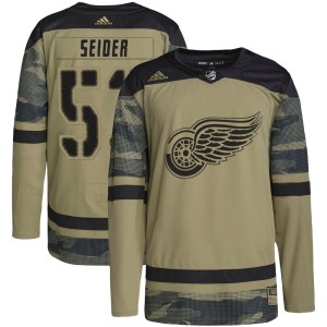 Detroit Red Wings Moritz Seider Official Camo Adidas Authentic Adult Military Appreciation Practice NHL Hockey Jersey