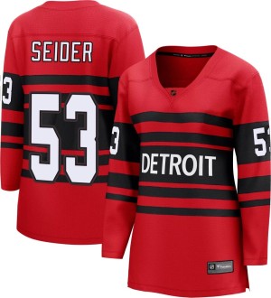 Detroit Red Wings Moritz Seider Official Red Fanatics Branded Breakaway Women's Special Edition 2.0 NHL Hockey Jersey
