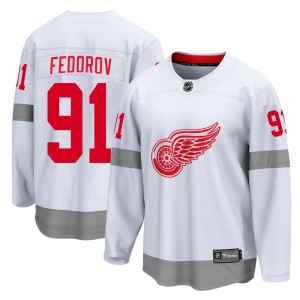 Detroit Red Wings Sergei Fedorov Official White Fanatics Branded Breakaway Youth 2020/21 Special Edition NHL Hockey Jersey