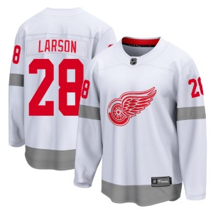 Detroit Red Wings Reed Larson Official White Fanatics Branded Breakaway Youth 2020/21 Special Edition NHL Hockey Jersey