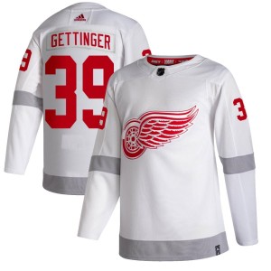 Detroit Red Wings Tim Gettinger Official White Adidas Authentic Youth 2020/21 Reverse Retro NHL Hockey Jersey