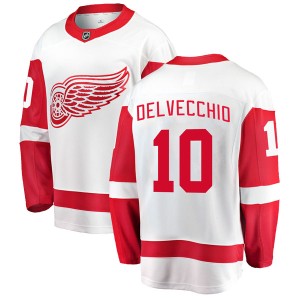 Detroit Red Wings Alex Delvecchio Official White Fanatics Branded Breakaway Youth Away NHL Hockey Jersey