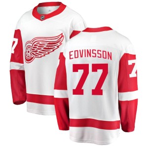 Detroit Red Wings Simon Edvinsson Official White Fanatics Branded Breakaway Youth Away NHL Hockey Jersey