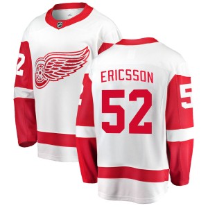 Detroit Red Wings Jonathan Ericsson Official White Fanatics Branded Breakaway Youth Away NHL Hockey Jersey