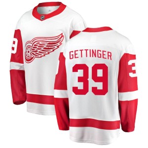 Detroit Red Wings Tim Gettinger Official White Fanatics Branded Breakaway Youth Away NHL Hockey Jersey