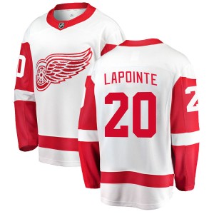 Detroit Red Wings Martin Lapointe Official White Fanatics Branded Breakaway Youth Away NHL Hockey Jersey