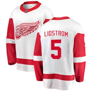 Detroit Red Wings Nicklas Lidstrom Official White Fanatics Branded Breakaway Youth Away NHL Hockey Jersey