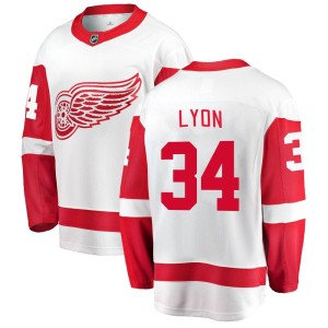 Detroit Red Wings Alex Lyon Official White Fanatics Branded Breakaway Youth Away NHL Hockey Jersey