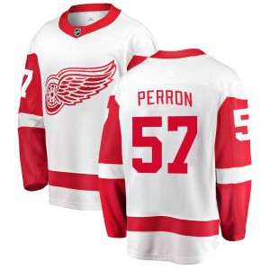 Detroit Red Wings David Perron Official White Fanatics Branded Breakaway Youth Away NHL Hockey Jersey