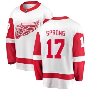 Detroit Red Wings Daniel Sprong Official White Fanatics Branded Breakaway Youth Away NHL Hockey Jersey
