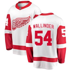 Detroit Red Wings William Wallinder Official White Fanatics Branded Breakaway Youth Away NHL Hockey Jersey