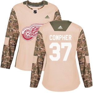 Detroit Red Wings J.T. Compher Official Camo Adidas Authentic Women's Veterans Day Practice NHL Hockey Jersey