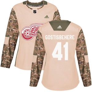 Detroit Red Wings Shayne Gostisbehere Official Camo Adidas Authentic Women's Veterans Day Practice NHL Hockey Jersey
