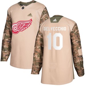 Detroit Red Wings Alex Delvecchio Official Camo Adidas Authentic Adult Veterans Day Practice NHL Hockey Jersey