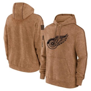 Detroit Red Wings Official Brown Adult 2023 Salute to Service Club Pullover Hoodie