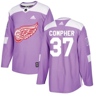 Detroit Red Wings J.T. Compher Official Purple Adidas Authentic Adult Hockey Fights Cancer Practice NHL Hockey Jersey