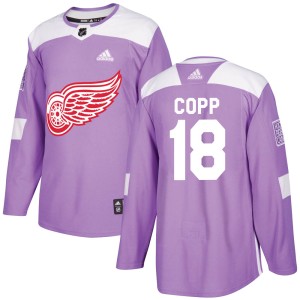 Detroit Red Wings Andrew Copp Official Purple Adidas Authentic Adult Hockey Fights Cancer Practice NHL Hockey Jersey