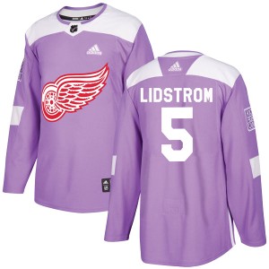 Detroit Red Wings Nicklas Lidstrom Official Purple Adidas Authentic Adult Hockey Fights Cancer Practice NHL Hockey Jersey
