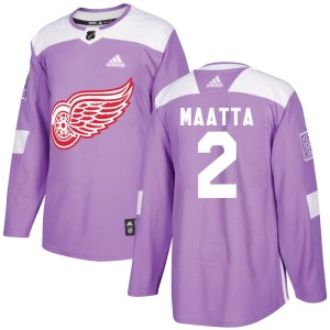Detroit Red Wings Olli Maatta Official Purple Adidas Authentic Adult Hockey Fights Cancer Practice NHL Hockey Jersey