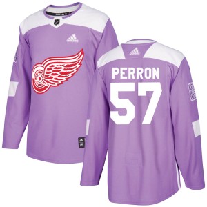 Detroit Red Wings David Perron Official Purple Adidas Authentic Adult Hockey Fights Cancer Practice NHL Hockey Jersey