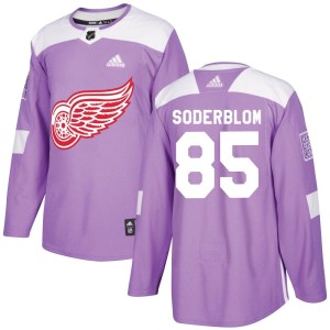 Detroit Red Wings Elmer Soderblom Official Purple Adidas Authentic Adult Hockey Fights Cancer Practice NHL Hockey Jersey