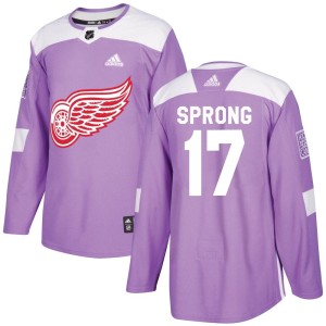 Detroit Red Wings Daniel Sprong Official Purple Adidas Authentic Adult Hockey Fights Cancer Practice NHL Hockey Jersey
