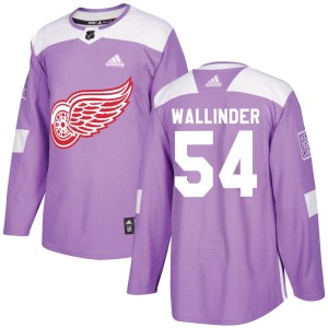 Detroit Red Wings William Wallinder Official Purple Adidas Authentic Adult Hockey Fights Cancer Practice NHL Hockey Jersey