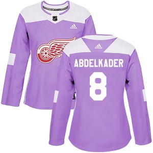 Detroit Red Wings Justin Abdelkader Official Purple Adidas Authentic Women's Hockey Fights Cancer Practice NHL Hockey Jersey