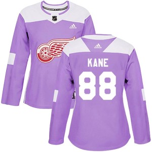 Detroit Red Wings Patrick Kane Official Purple Adidas Authentic Women's Hockey Fights Cancer Practice NHL Hockey Jersey