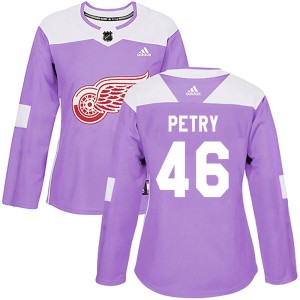 Detroit Red Wings Jeff Petry Official Purple Adidas Authentic Women's Hockey Fights Cancer Practice NHL Hockey Jersey