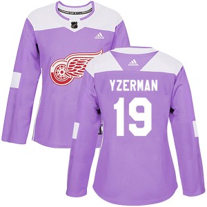 Detroit Red Wings Steve Yzerman Official Purple Adidas Authentic Women's Hockey Fights Cancer Practice NHL Hockey Jersey