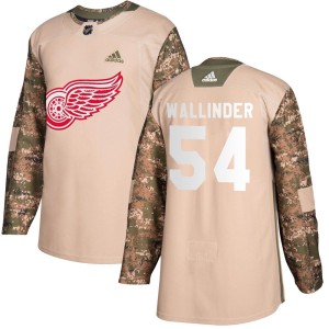 Detroit Red Wings William Wallinder Official Camo Adidas Authentic Youth Veterans Day Practice NHL Hockey Jersey