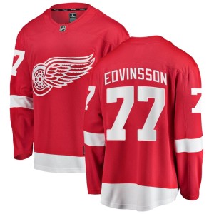Detroit Red Wings Simon Edvinsson Official Red Fanatics Branded Breakaway Youth Home NHL Hockey Jersey