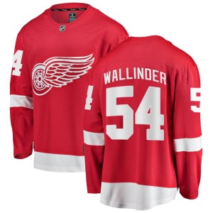 Detroit Red Wings William Wallinder Official Red Fanatics Branded Breakaway Youth Home NHL Hockey Jersey