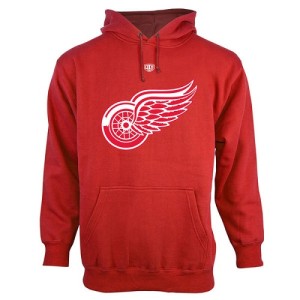 Detroit Red Wings Official Red Adult Old Time Hockey Big Logo with Crest Pullover Hoodie -