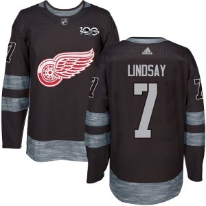 Detroit Red Wings Ted Lindsay Official Black Adidas Authentic Adult 1917-2017 100th Anniversary NHL Hockey Jersey