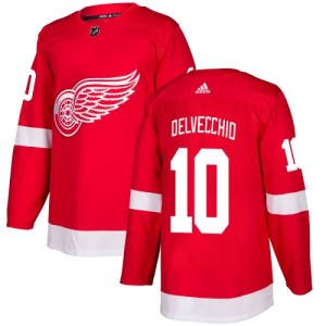 Detroit Red Wings Alex Delvecchio Official Red Adidas Authentic Youth Home NHL Hockey Jersey